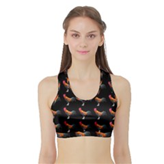 Background Pattern Chicken Fowl Sports Bra With Border by BangZart
