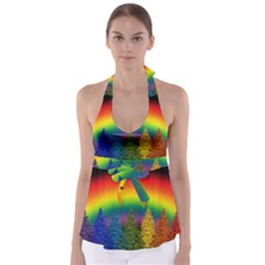 Christmas Colorful Rainbow Colors Babydoll Tankini Top by BangZart