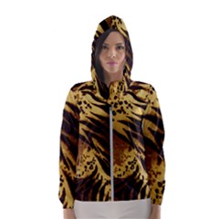 Pattern Tiger Stripes Print Animal Hooded Wind Breaker (women) by BangZart