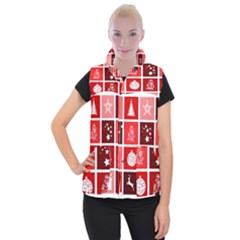 Christmas Map Innovative Modern Women s Button Up Puffer Vest by BangZart