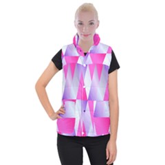 Gradient Geometric Shiny Light Women s Button Up Puffer Vest by BangZart