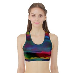 Watercolour Color Background Sports Bra With Border by BangZart