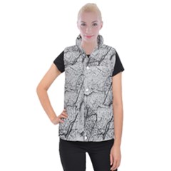 Abstract Background Texture Grey Women s Button Up Puffer Vest by BangZart