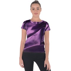 Shiny Purple Silk Royalty Short Sleeve Sports Top  by BangZart
