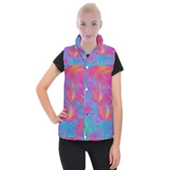 Abstract Fantastic Fractal Gradient Women s Button Up Puffer Vest by BangZart