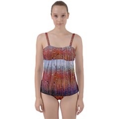 Glass Colorful Abstract Background Twist Front Tankini Set