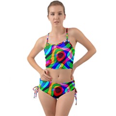 Digital Multicolor Colorful Curves Mini Tank Bikini Set by BangZart