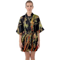 Artistic Effect Fractal Forest Background Quarter Sleeve Kimono Robe by Amaryn4rt