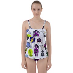 Space Clip Art Aliens Space Craft Twist Front Tankini Set by Celenk