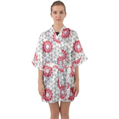 Stamping Pattern Fashion Background Quarter Sleeve Kimono Robe by Celenk