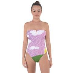 Pine Trees Sunrise Sunset Tie Back One Piece Swimsuit by Celenk