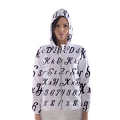 Font Lettering Alphabet Writing Hooded Wind Breaker (women) by Celenk