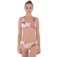 Collage Gold And Pink Criss Cross Bikini Set by NouveauDesign