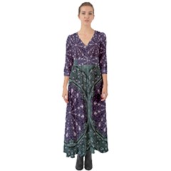 Star And Flower Mandala In Wonderful Colors Button Up Boho Maxi Dress by pepitasart