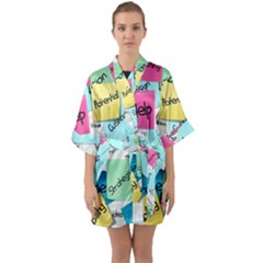 Stickies Post It List Business Quarter Sleeve Kimono Robe by Celenk