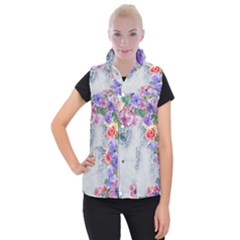Flower Girl Women s Button Up Puffer Vest by NouveauDesign