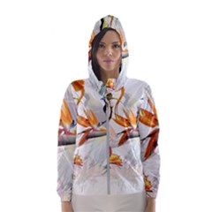 Exotic Birds Of Paradise And Flowers Watercolor Hooded Wind Breaker (women) by TKKdesignsCo