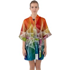 Abstract Star Pattern Structure Quarter Sleeve Kimono Robe by Celenk