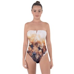 Dog Puppy Animal Art Abstract Tie Back One Piece Swimsuit by Celenk