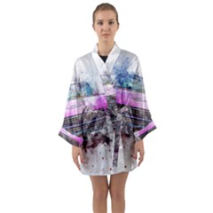 Pink Car Old Art Abstract Long Sleeve Kimono Robe by Celenk