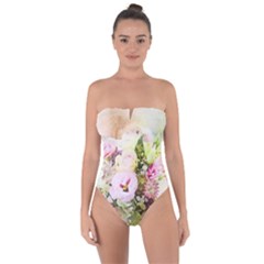 Flowers Bouquet Art Abstract Tie Back One Piece Swimsuit by Celenk