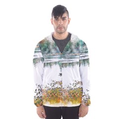 River Water Art Abstract Stones Hooded Wind Breaker (men) by Celenk