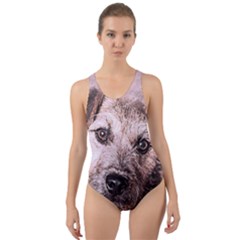 Dog Pet Terrier Art Abstract Cut-out Back One Piece Swimsuit by Celenk