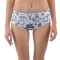 Set Chalk Out Scribble Collection Reversible Mid-waist Bikini Bottoms by Celenk