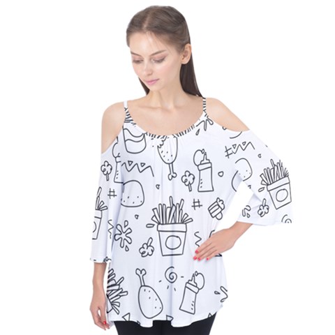 Set Chalk Out Scribble Collection Flutter Tees by Celenk