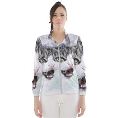 Cat Pet Art Abstract Watercolor Wind Breaker (women) by Celenk