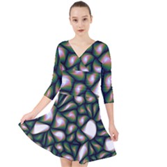 Fuzzy Abstract Art Urban Fragments Quarter Sleeve Front Wrap Dress	 by Celenk