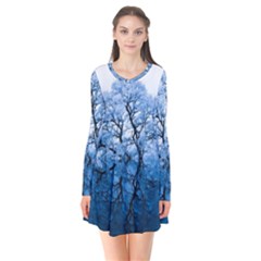 Nature Inspiration Trees Blue Flare Dress by Celenk