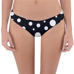 White On Black Polka Dot Pattern Reversible Hipster Bikini Bottoms