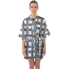 Seamless Stripe Pattern Lines Quarter Sleeve Kimono Robe by Celenk