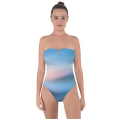 Wave Background Pattern Abstract Lines Light Tie Back One Piece Swimsuit by Celenk