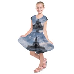 Eiffel Tower France Landmark Kids  Short Sleeve Dress by Celenk