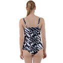 Black And White Wave Abstract Twist Front Tankini Set View2