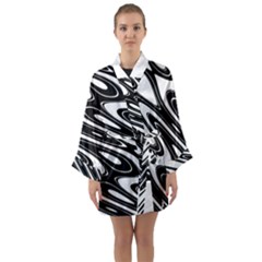 Black And White Wave Abstract Long Sleeve Kimono Robe by Celenk
