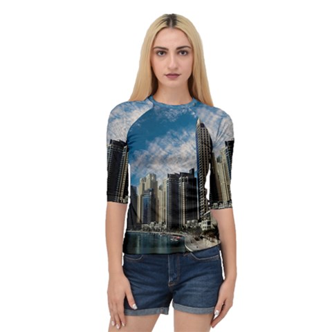 Skyscraper City Architecture Urban Quarter Sleeve Raglan Tee by Celenk