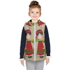 Frida Kahlo Doll Kid s Puffer Vest by Valentinaart