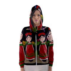 Frida Kahlo Doll Hooded Wind Breaker (women) by Valentinaart