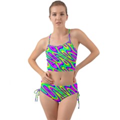 Lilac Yellow Wave Abstract Pattern Mini Tank Bikini Set by Celenk