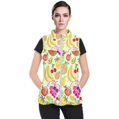 Cute Fruits Pattern Women s Puffer Vest by paulaoliveiradesign