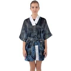Fractal Design Quarter Sleeve Kimono Robe by Celenk