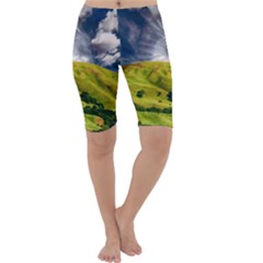 Hill Countryside Landscape Nature Cropped Leggings  by Celenk
