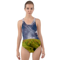 Hill Countryside Landscape Nature Cut-out Back One Piece Swimsuit by Celenk
