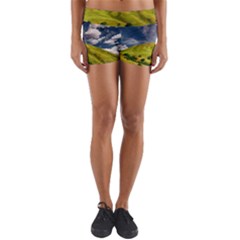 Hill Countryside Landscape Nature Yoga Shorts by Celenk