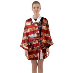 American Flag Usa Symbol National Long Sleeve Kimono Robe by Celenk