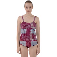 London England City Twist Front Tankini Set by Celenk