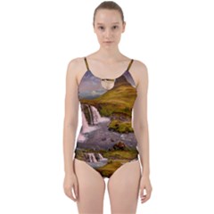 Nature Mountains Cliff Waterfall Cut Out Top Tankini Set by Celenk